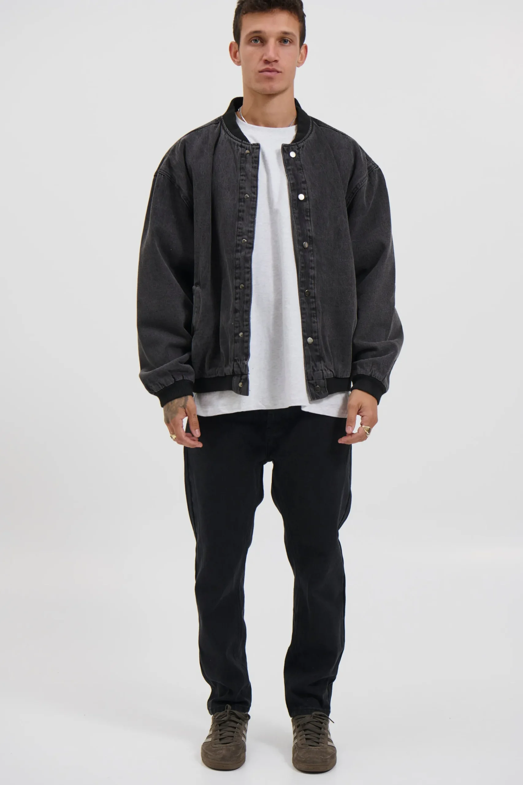 Vintage Bomber Denim Jacket Black